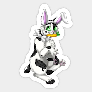 Bobtail BunnyCat: Black Bicolor Tabby (White) Sticker